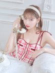 画像4: sugarコラボ商品☆【XSサイズあり】【ROBE de FLEURS/ローブドフルール】チェック柄/ マーメイド/ ショルダーリボン/ キャミソール/ セットアップ/ ミニドレス/ キャバドレス[OF2] (4)