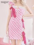 画像8: sugar限定コラボ☆XS-Lサイズあり【ROBE de FLEURS/ローブドフルール】ツイード/ リボン/ ワンショルダー/ フロントジップ/ タイト/ ミニドレス/ キャバドレス[OF2] (8)