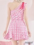 画像9: sugar限定コラボ☆XS-Lサイズあり【ROBE de FLEURS/ローブドフルール】セットアップ/ ツイード/ リボン/ ワンショルダー/ バストカット/ タイト/ ミニドレス/ キャバドレス[OF2] (9)