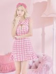画像3: sugar限定コラボ☆XS-Lサイズあり【ROBE de FLEURS/ローブドフルール】ツイード/ フロントジップ/ ノースリーブ/ 裾フリル/ マーメイド/ ミニドレス/ キャバドレス[OF2] (3)