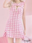画像8: sugar限定コラボ☆XS-Lサイズあり【ROBE de FLEURS/ローブドフルール】ツイード/ フロントジップ/ ノースリーブ/ 裾フリル/ マーメイド/ ミニドレス/ キャバドレス[OF2] (8)