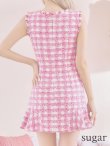 画像9: sugar限定コラボ☆XS-Lサイズあり【ROBE de FLEURS/ローブドフルール】ツイード/ フロントジップ/ ノースリーブ/ 裾フリル/ マーメイド/ ミニドレス/ キャバドレス[OF2] (9)