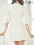 画像17: XSサイズあり【ROBE de FLEURS/ローブドフルール】ラメツイード/ 七分袖/ 袖フリル/ リボン/ フレア/ ミニドレス/ キャバドレス[OF2] (17)