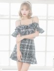 画像4: XSサイズあり【ROBE de FLEURS/ローブドフルール】フリルオフショルダー/ ツイード/ セットアップ/ Aライン/ ミニドレス/ キャバドレス[OF2] (4)