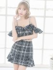 画像6: XSサイズあり【ROBE de FLEURS/ローブドフルール】フリルオフショルダー/ ツイード/ セットアップ/ Aライン/ ミニドレス/ キャバドレス[OF2] (6)