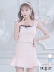 XSサイズあり【ROBE de FLEURS/ローブドフルール】サマーツイード/ マーメイド/ パールチュール/ セットアップ/ フリルショルダー/ ミニドレス/ キャバドレス　ピンク