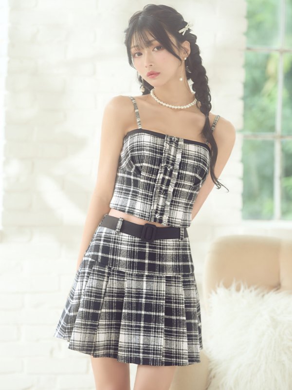 ROBEdeFLEURS ラメツイード×プリーツミニキャバドレス ROBEdeFLEURS ラメツイード×プリーツミニキャバドレス S
