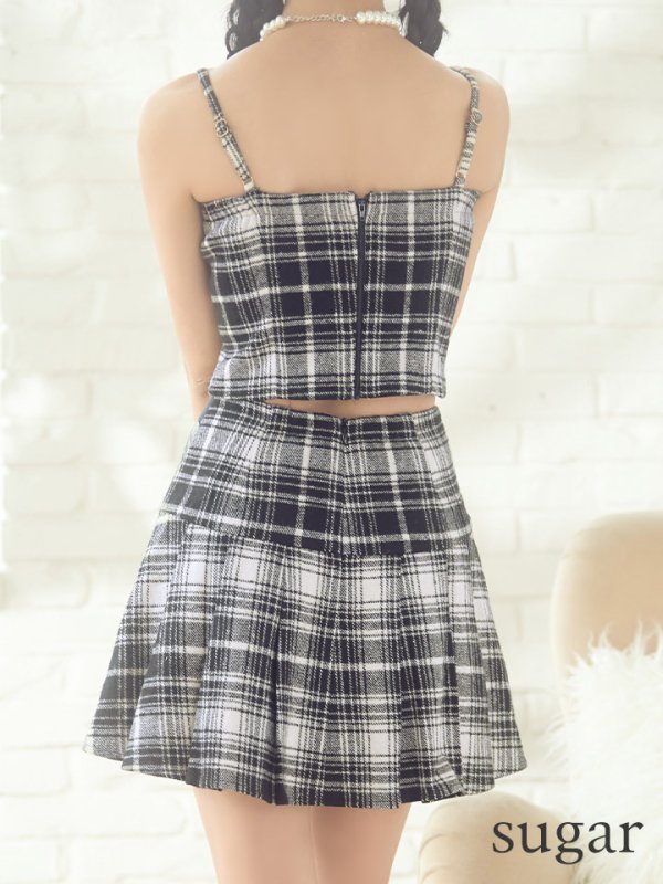 画像9: XSサイズあり【ROBE de FLEURS/ローブドフルール】ラメツイード/ プリーツスカート/ キャミソール/ セットアップ/ フレア/ ミニドレス/ キャバドレス[OF08] (9)