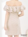 画像9: XSサイズあり【ROBE de FLEURS/ローブドフルール】フリルオフショルダー/ ツイード/ 千鳥柄/ リボンモチーフ/ Aライン/ ミニドレス/ キャバドレス[OF2] (9)