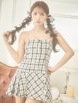 画像5: XSサイズあり【ROBE de FLEURS/ローブドフルール】ツイード/ チェック/ キャミソール/ ワンピース/ フレア/ ミニドレス/ キャバドレス[OF2] (5)