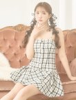画像6: XSサイズあり【ROBE de FLEURS/ローブドフルール】ツイード/ チェック/ キャミソール/ ワンピース/ フレア/ ミニドレス/ キャバドレス[OF2] (6)