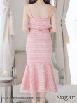 画像18: 【ROBE de FLEURS/ローブドフルール】ショルダーリボン/ ギンガムチェック/ マーメイド/ ミディアムドレス/ キャバドレス[OF2] (18)