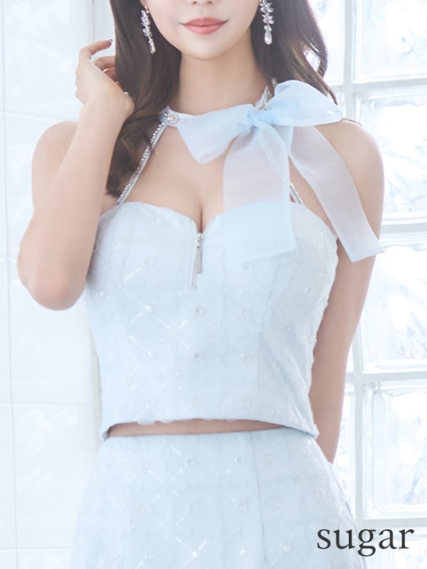 画像25: XSサイズあり【ROBE de FLEURS/ローブドフルール】オーガンジー/ リボンチョーカー/ アイドル/ セットアップ/ ミニドレス/ キャバドレス[OF08] (25)