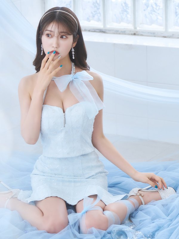 画像17: XSサイズあり【ROBE de FLEURS/ローブドフルール】オーガンジー/ リボンチョーカー/ アイドル/ セットアップ/ ミニドレス/ キャバドレス[OF08] (17)