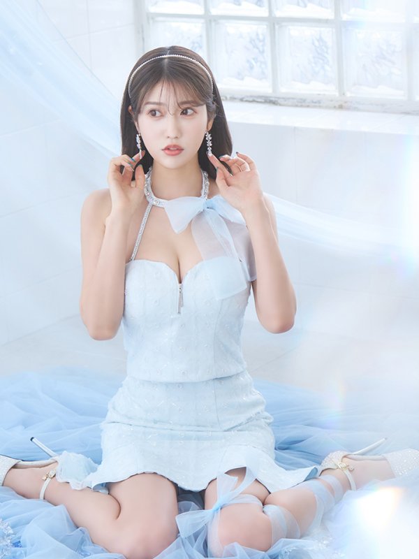 画像18: XSサイズあり【ROBE de FLEURS/ローブドフルール】オーガンジー/ リボンチョーカー/ アイドル/ セットアップ/ ミニドレス/ キャバドレス[OF08] (18)