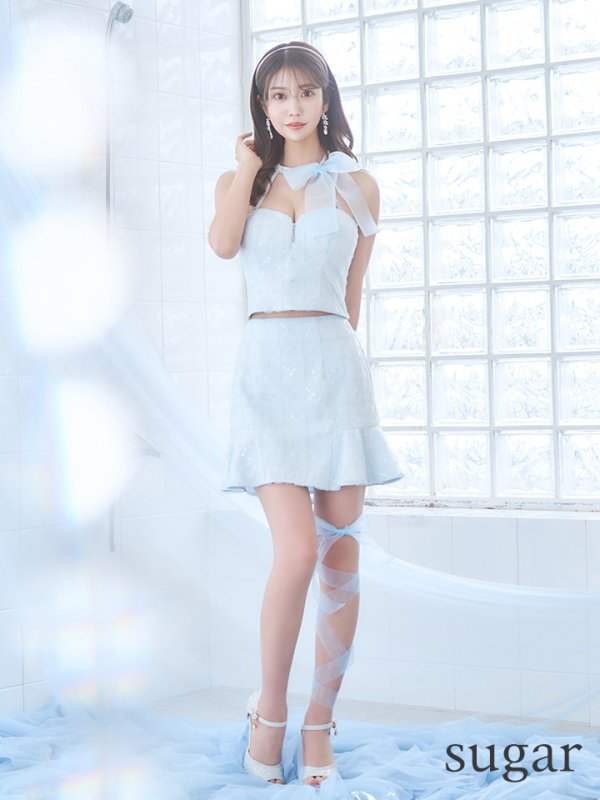 画像22: XSサイズあり【ROBE de FLEURS/ローブドフルール】オーガンジー/ リボンチョーカー/ アイドル/ セットアップ/ ミニドレス/ キャバドレス[OF08] (22)