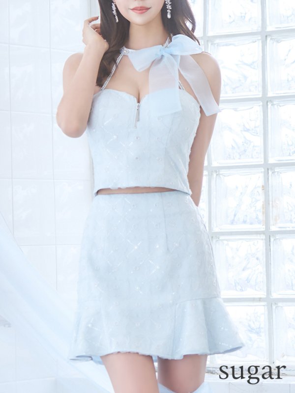 画像23: XSサイズあり【ROBE de FLEURS/ローブドフルール】オーガンジー/ リボンチョーカー/ アイドル/ セットアップ/ ミニドレス/ キャバドレス[OF08] (23)