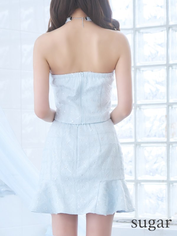 画像24: XSサイズあり【ROBE de FLEURS/ローブドフルール】オーガンジー/ リボンチョーカー/ アイドル/ セットアップ/ ミニドレス/ キャバドレス[OF08] (24)