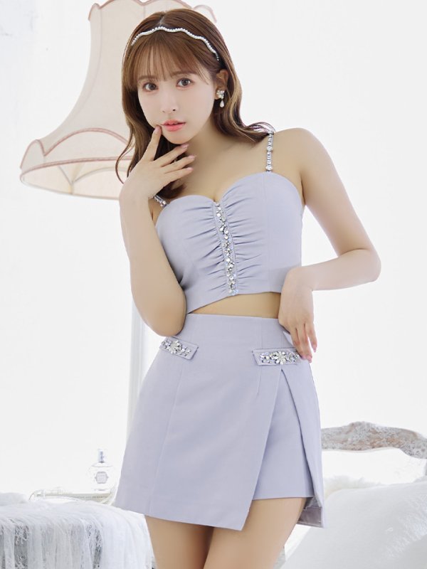 画像5: XSサイズあり【ROBE de FLEURS/ローブドフルール】バストビジュー/ ギャザー/ リッチ/ セットアップ/ ミニドレス/ キャバドレス[OF08] (5)