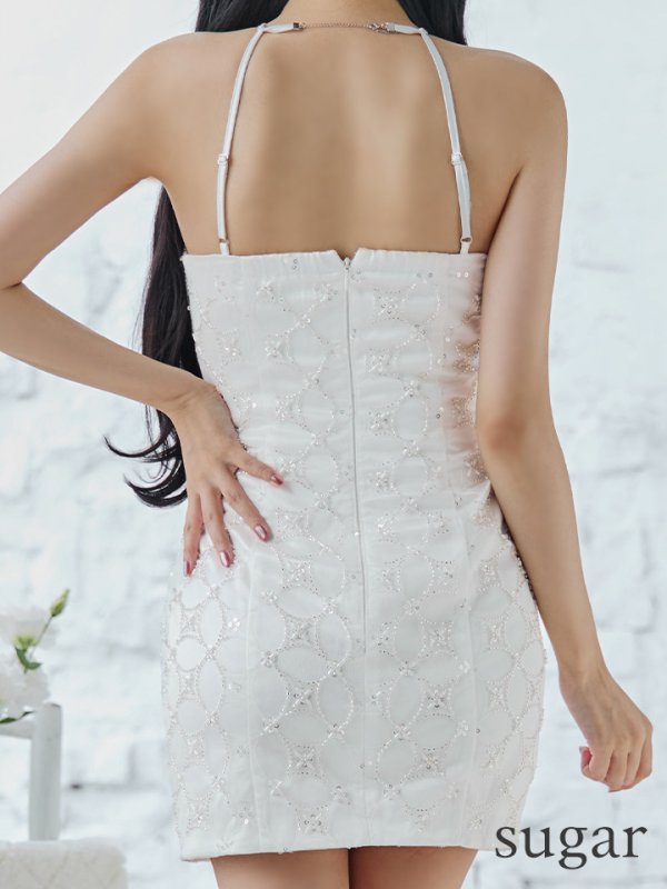 画像9: XSサイズあり【ROBE de FLEURS/ローブドフルール】サテンチュールリボン/ クロスネック/ タイト/ ミニドレス/ キャバドレス[OF08] (9)