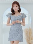 画像3: XSサイズあり【ROBE de FLEURS/ローブドフルール】スパンコール付き刺繍レース/ パフスリーブ/ 台形スカート/ ビジュー/ パール/ ミニドレス/ キャバドレス[OF2] (3)