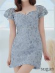 画像9: XSサイズあり【ROBE de FLEURS/ローブドフルール】スパンコール付き刺繍レース/ パフスリーブ/ 台形スカート/ ビジュー/ パール/ ミニドレス/ キャバドレス[OF2] (9)