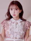 画像21: XSサイズあり【ROBE de FLEURS/ローブドフルール】襟付きリボン/ フラワーレース/ タイト/ ショートスリーブ/ ミニドレス/ キャバドレス[OF2] (21)