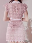 画像25: XSサイズあり【ROBE de FLEURS/ローブドフルール】襟付きリボン/ フラワーレース/ タイト/ ショートスリーブ/ ミニドレス/ キャバドレス[OF2] (25)