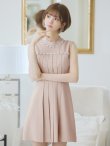 画像4: 【予約商品/6月上旬発送予定】XSサイズあり【ROBE de FLEURS/ローブドフルール】スプリングツイード/ ビジュー/ ノースリーブ/ フレア/ ミニドレス/ キャバドレス (4)