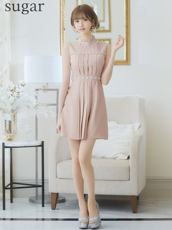 画像12: XSサイズあり【ROBE de FLEURS/ローブドフルール】スプリングツイード/ ビジュー/ ノースリーブ/ フレア/ ミニドレス/ キャバドレス[OF2]【一部予約商品/7月下旬発送予定】 (12)