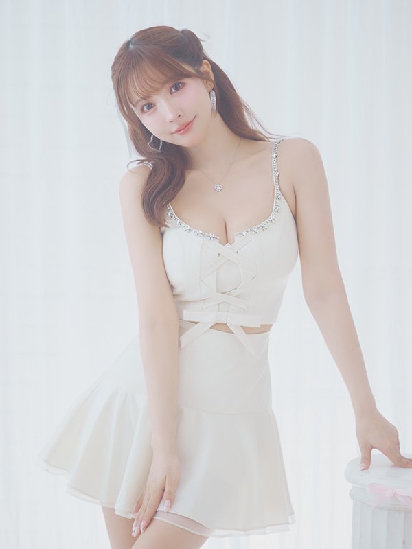 画像17: XSサイズあり【ROBE de FLEURS/ローブドフルール】センターリボン/ 2way/ フレア/ セットアップ/ ミニドレス/ キャバドレス[OF08] (17)