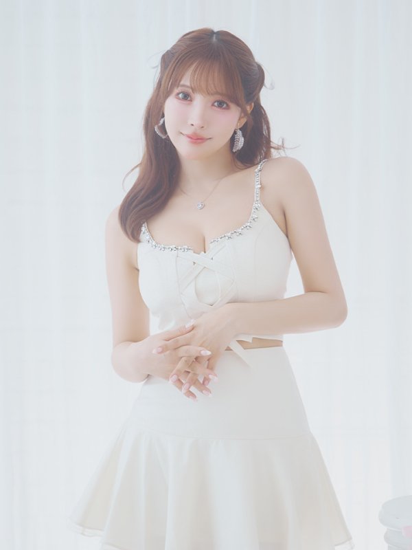 画像19: XSサイズあり【ROBE de FLEURS/ローブドフルール】センターリボン/ 2way/ フレア/ セットアップ/ ミニドレス/ キャバドレス[OF08] (19)