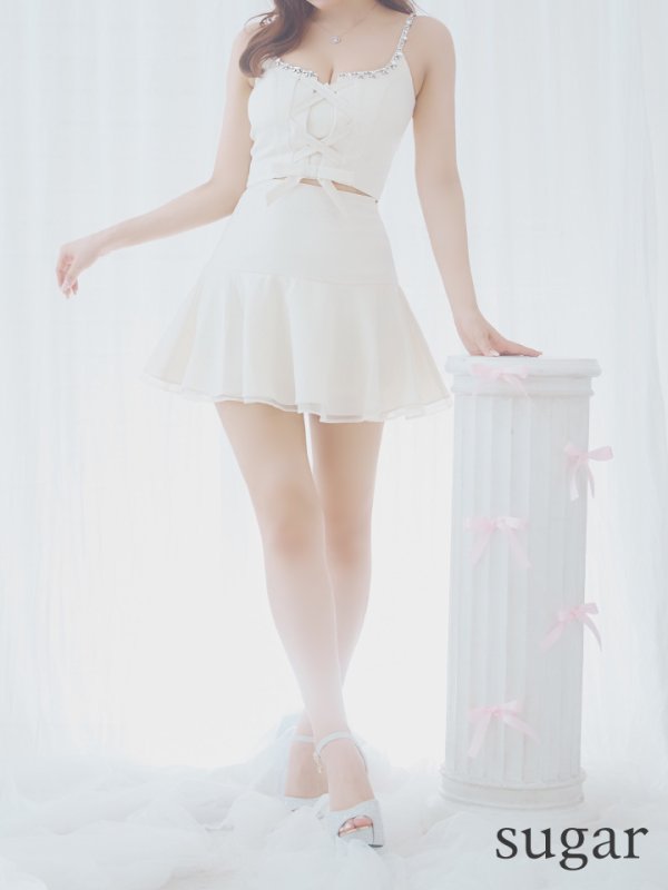 画像23: XSサイズあり【ROBE de FLEURS/ローブドフルール】センターリボン/ 2way/ フレア/ セットアップ/ ミニドレス/ キャバドレス[OF08] (23)