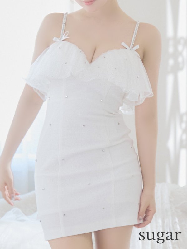 画像20: XSサイズあり【ROBE de FLEURS/ローブドフルール】バストフリル/ ラブリー/ ミニリボン/ キャミソール/ タイト/ ミニドレス/ キャバドレス[OF2] (20)