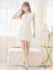 画像7: XSサイズあり【ROBE de FLEURS/ローブドフルール】ラメツイード/ クラシカル/ フリルショルダー/ ノースリーブ/ Aライン/ ミニドレス/ キャバドレス[裾のファー取り外し可能］[OF2] (7)