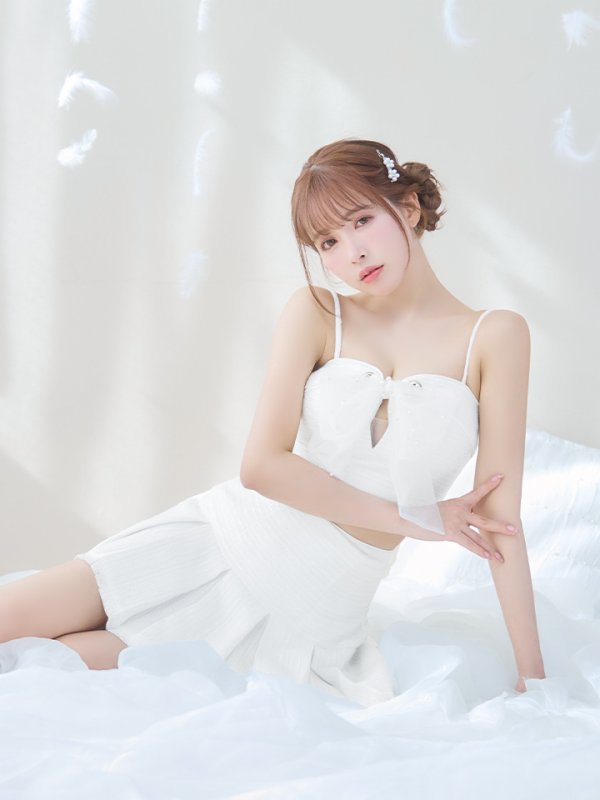 画像19: XSサイズあり【ROBE de FLEURS/ローブドフルール】ドリーミーパール/ チュールリボン/ セットアップ/ フレア/ ミニドレス/ キャバドレス[OF08] (19)