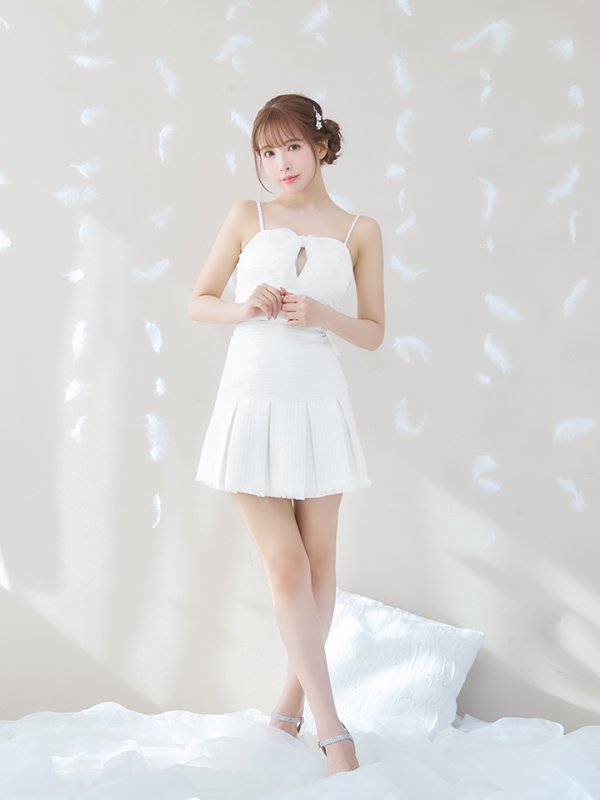 画像21: XSサイズあり【ROBE de FLEURS/ローブドフルール】ドリーミーパール/ チュールリボン/ セットアップ/ フレア/ ミニドレス/ キャバドレス[OF08] (21)