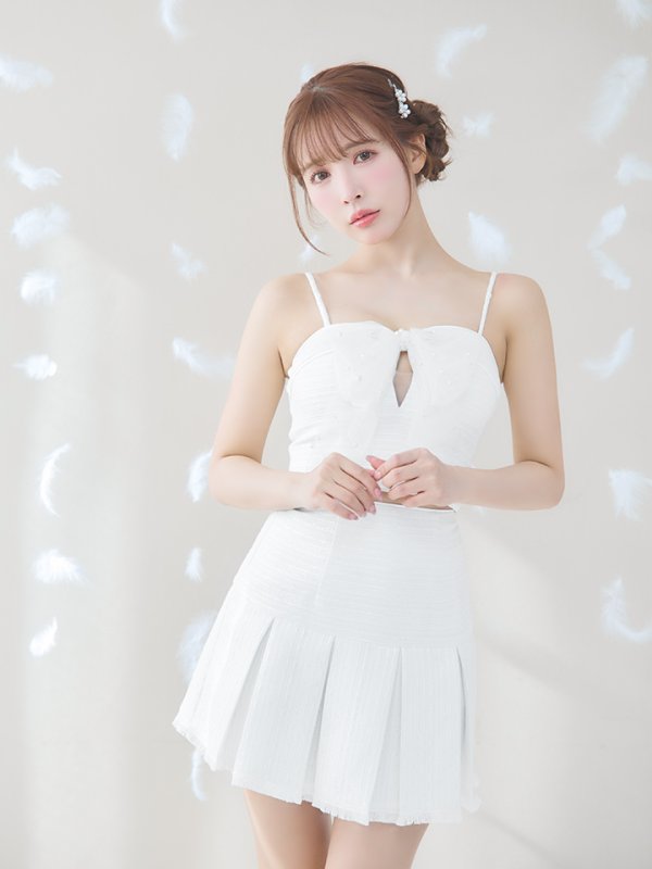 画像23: XSサイズあり【ROBE de FLEURS/ローブドフルール】ドリーミーパール/ チュールリボン/ セットアップ/ フレア/ ミニドレス/ キャバドレス[OF08] (23)