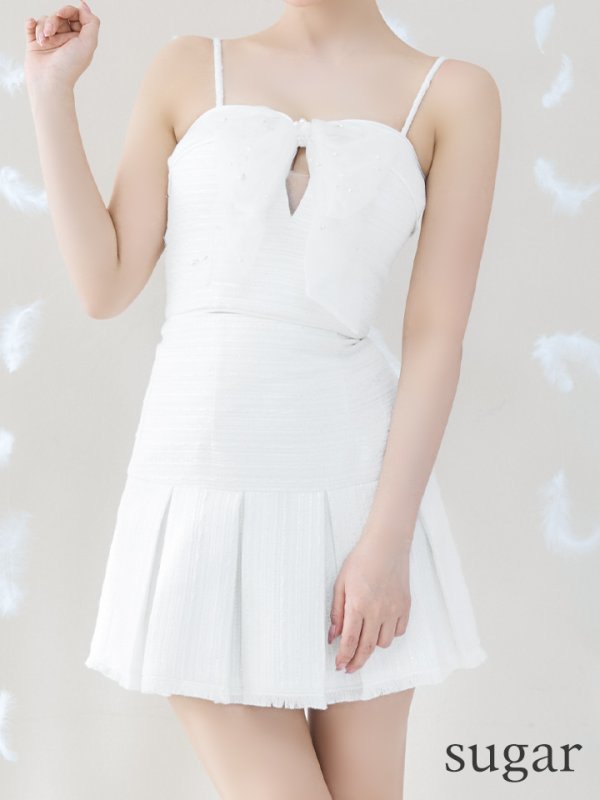 画像25: XSサイズあり【ROBE de FLEURS/ローブドフルール】ドリーミーパール/ チュールリボン/ セットアップ/ フレア/ ミニドレス/ キャバドレス[OF08] (25)