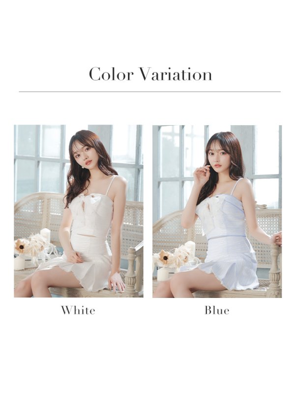 画像34: XSサイズあり【ROBE de FLEURS/ローブドフルール】ドリーミーパール/ チュールリボン/ セットアップ/ フレア/ ミニドレス/ キャバドレス[OF08] (34)