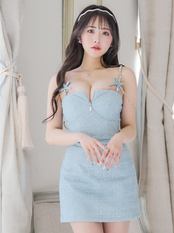 画像22: XSサイズあり【ROBE de FLEURS/ローブドフルール】スパンコール/ 刺繍レース/ フロントジップ/ キャミソール/ ショルダービジュー/ 台形スカート/ セットアップ/ ミニドレス/ キャバドレス[OF2]【一部予約商品/6月下旬発送予定】 (22)