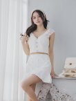 画像6: XSサイズあり【ROBE de FLEURS/ローブドフルール】ナチュラルレース/ ノースリーブ/ バックリボン/ セットアップ/ フレア/ ミニドレス/ キャバドレス[OF2] (6)