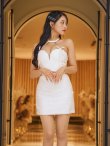 画像23: XSサイズあり【ROBE de FLEURS/ローブドフルール】スパンコール/ ツイード/ リボン/ ホルター/ セットアップ/ タイト/ ミニドレス/ キャバドレス[OF2] (23)