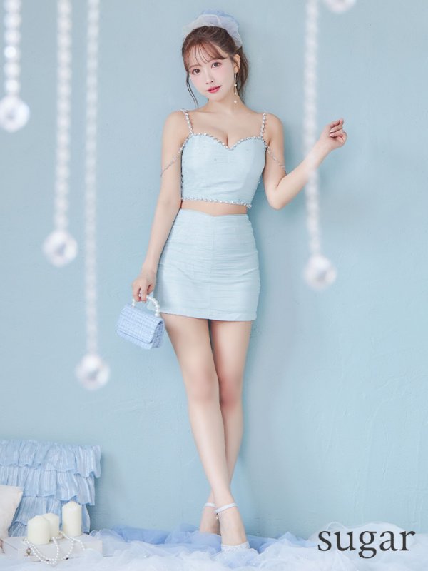 画像7: XSサイズあり【ROBE de FLEURS/ローブドフルール】ビジューチェーン付き/ ラメシフォン/ セットアップ/ ミニドレス/ キャバドレス[OF08] (7)