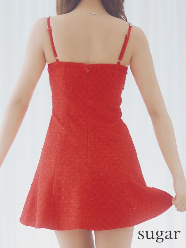 画像9: XSサイズあり【ROBE de FLEURS/ローブドフルール】ショルダービジュー/ 刺繍レース/ フロントジッパー/ フレア/ ミニドレス/ キャバドレス[OF08] (9)