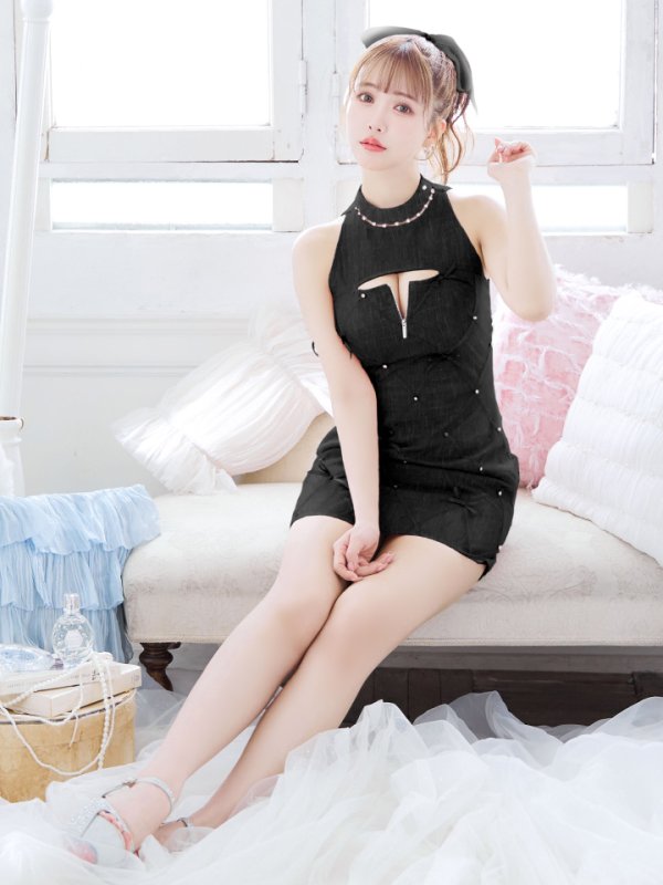 画像2: XSサイズあり【ROBE de FLEURS/ローブドフルール】バレエコアランダム/ スイート/ ミニリボン/ フレア/ ミニドレス/ キャバドレス[OF2] (2)