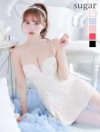画像1: XSサイズあり【ROBE de FLEURS/ローブドフルール】バストカット/ ビジュー/ スパンコール/ サテン/ キャミソール/ フレア/ ミニドレス/ キャバドレス[OF2] (1)