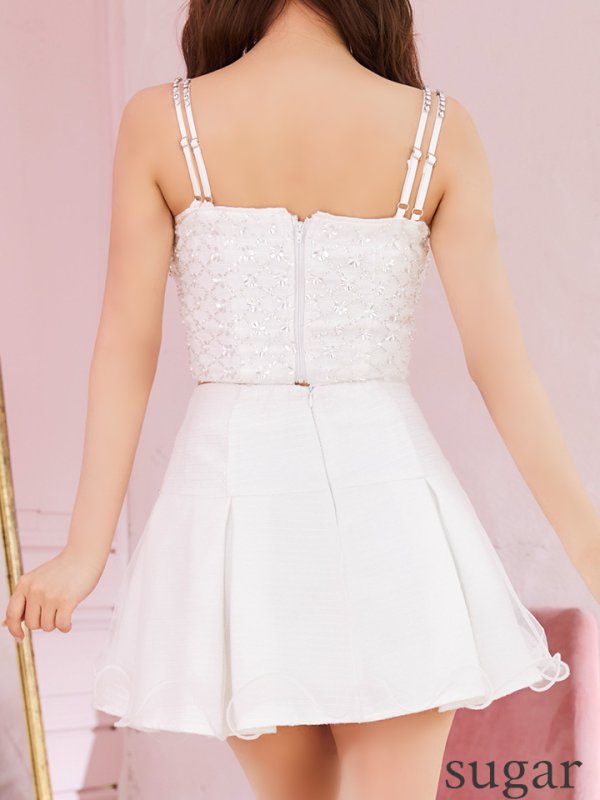 画像13: XSサイズあり【ROBE de FLEURS/ローブドフルール】ラメツイード/ リボンチュール/ ドリーミー/ フレア/ ミニドレス/ キャバドレス[OF08] (13)