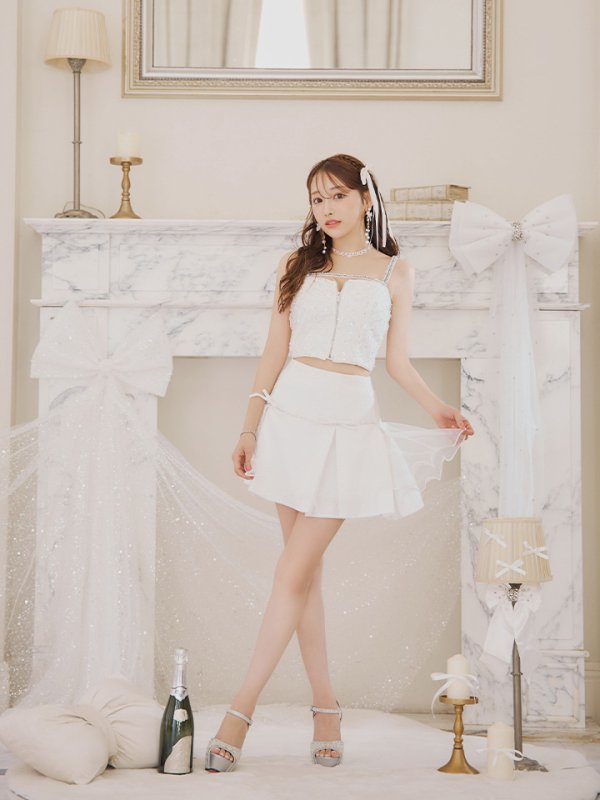 画像14: 【はんな/関西コレクション着用】XSサイズあり【ROBE de FLEURS/ローブドフルール】ラメツイード/ リボンチュール/ ドリーミー/ フレア/ ミニドレス/ キャバドレス[OF08] (14)