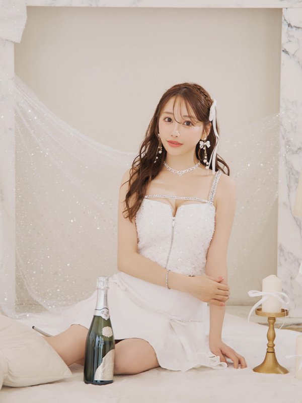 画像18: 【はんな/関西コレクション着用】XSサイズあり【ROBE de FLEURS/ローブドフルール】ラメツイード/ リボンチュール/ ドリーミー/ フレア/ ミニドレス/ キャバドレス[OF08] (18)